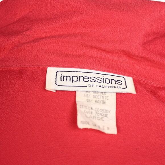 Vintage 80s Impressions Blouse Top Pink Rayon Padded Shoulders Size L - Hey Viv - Picture 6 of 8